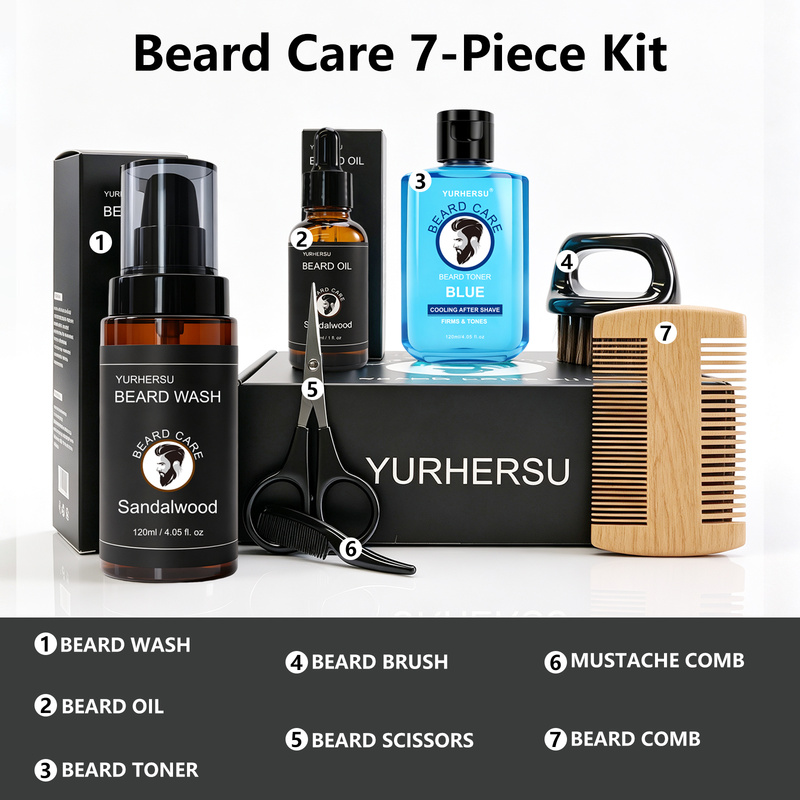 Grooming Kit - مجموعة أدوات العناية باللحية (7 قطع)